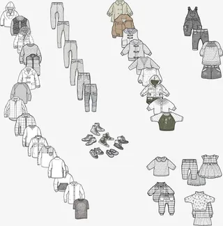 矢量儿童版型款式图免抠