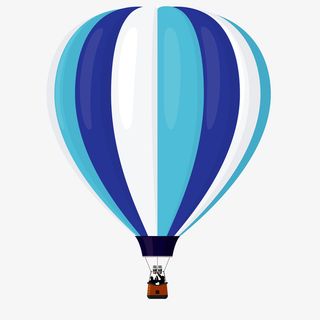 双11双12蓝色热汽球免抠图免免抠