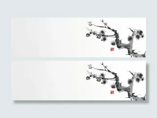 中国风梅花水墨背景banner