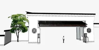 新徽派建筑大门免抠