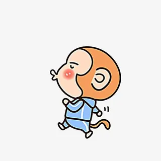 卡通嘟嘴吹口哨的小猴子素材免抠