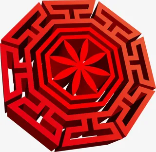 红色镂空立体花纹七夕情人节免抠