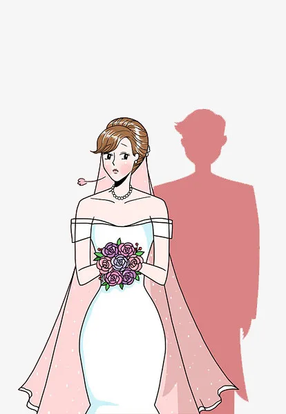 手绘新娘新郎剪影婚礼免抠