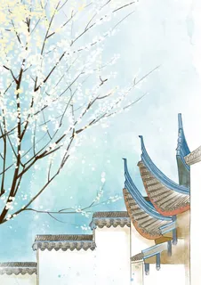 中国风雪地梅花风景免抠