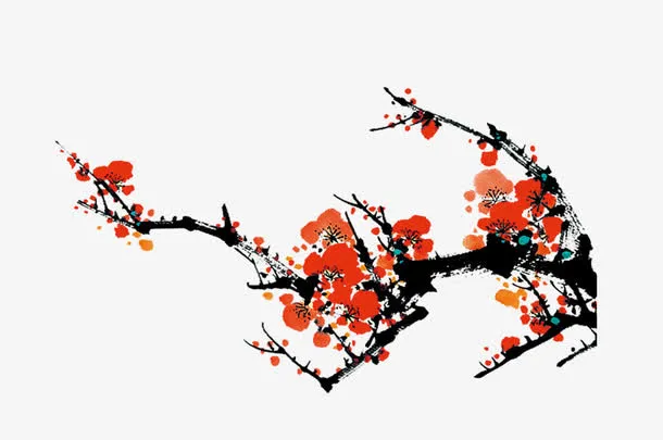 水墨画梅花免抠