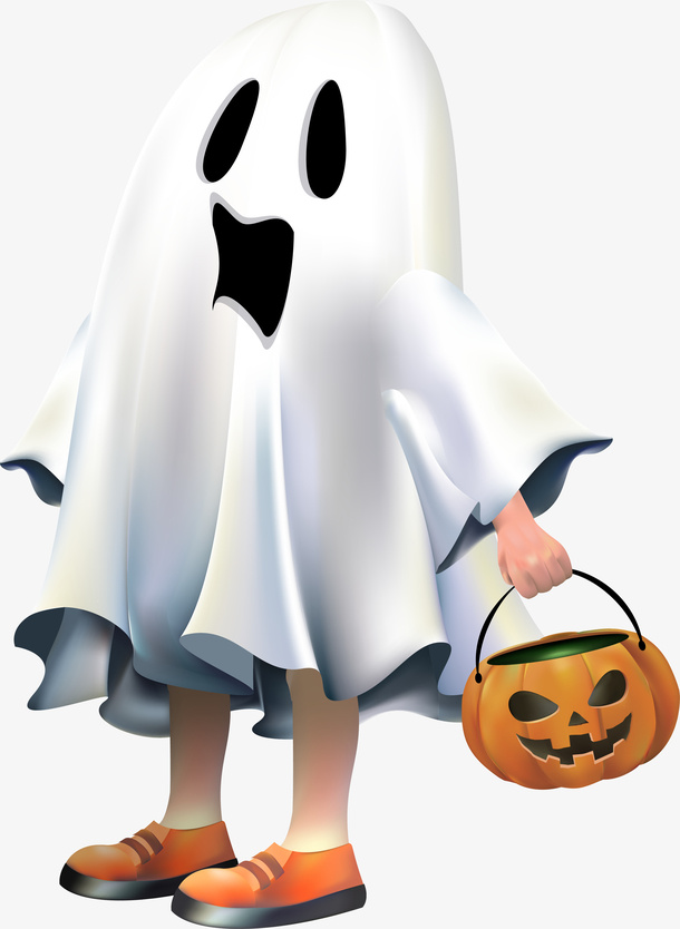 万圣节扮演幽灵要糖果免抠