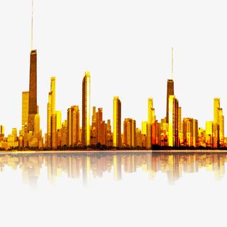 金色的城市建筑免抠