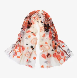 韩版时尚猫头鹰图案韩版流苏围巾免抠