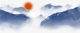 山水画水墨闲来泛舟碧波上免抠