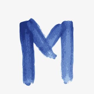 蓝色手绘字母M免抠