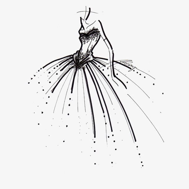 华丽的婚纱设计手稿免抠