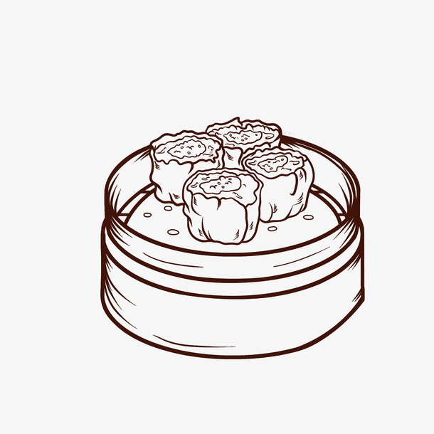 简笔手绘烧卖素材免抠
