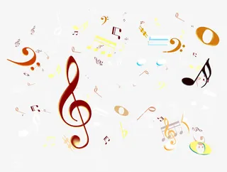 彩色春季漂浮音符免抠