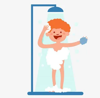 卡通人物淋浴免抠