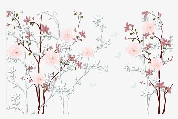 手绘玫瑰树装饰免抠