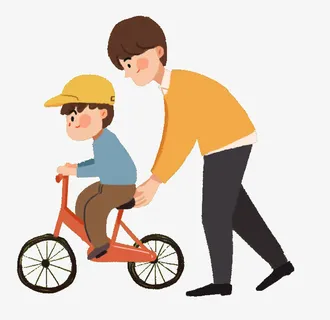 彩色学自行车卡通插画免抠