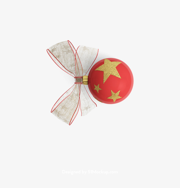 圣诞树右边圆球蝴蝶结免抠