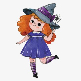矢量小小魔法女巫免抠