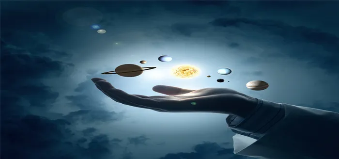 手势和卫星科技海报背景高清