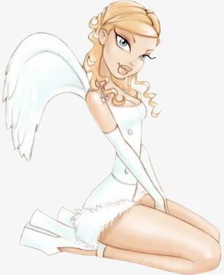 手绘西方人物素材女孩素描免抠