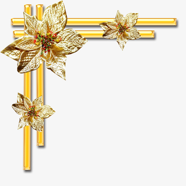 金属花朵边框免抠