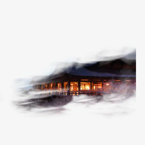 中式复古灯光房屋免抠