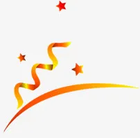 橙色螺旋丝带星星中秋国庆免抠