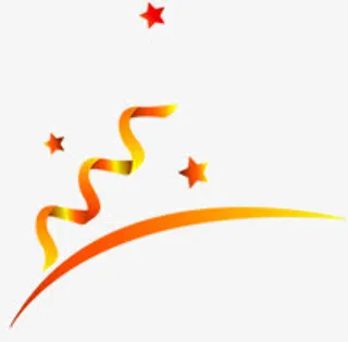 橙色螺旋丝带星星中秋国庆免抠