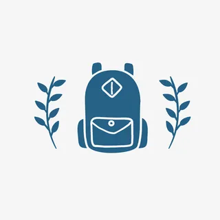 蓝色双肩包标签矢量图免抠