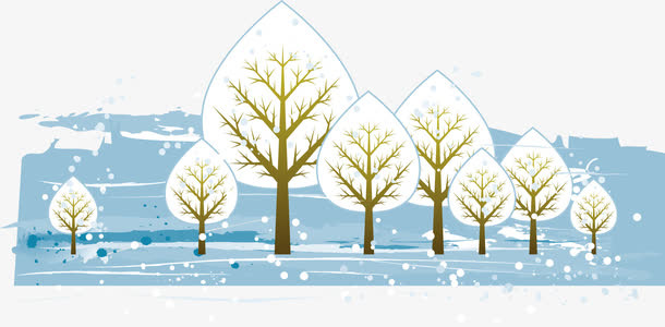 冬天下雪的树枝树木免抠