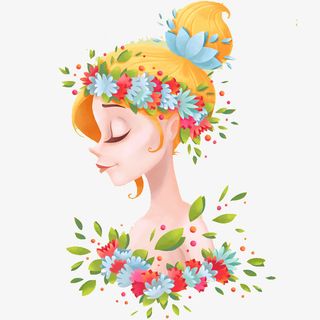 春天美丽的姑娘免抠