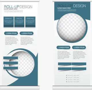 矢量抽象蓝色圆环展板免抠