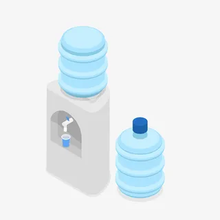 蓝色卡通饮水机矢量图免抠