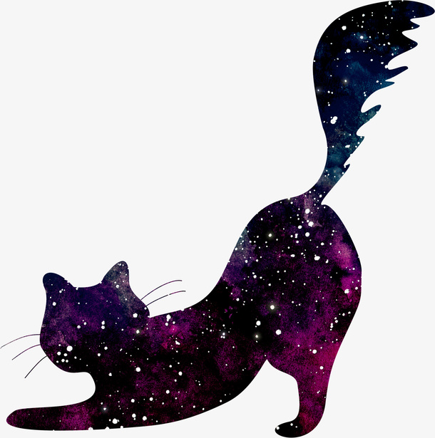 彩色星光趴着的猫咪免抠