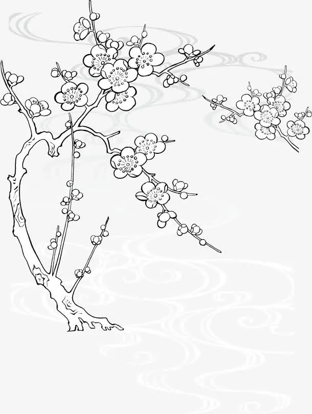 水墨梅花雪梅花素材免抠