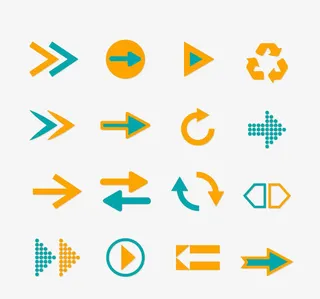 双色箭头播放回收图标素材免抠