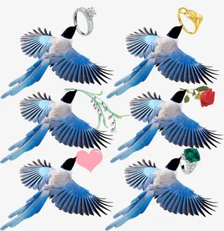 七夕喜鹊节日挂件免抠