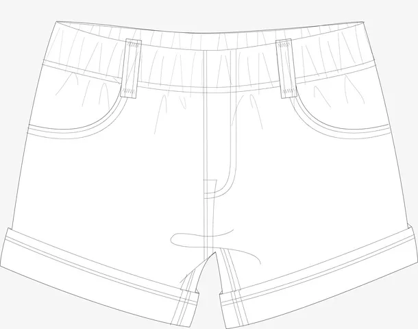 手绘女士短裤素材图免抠