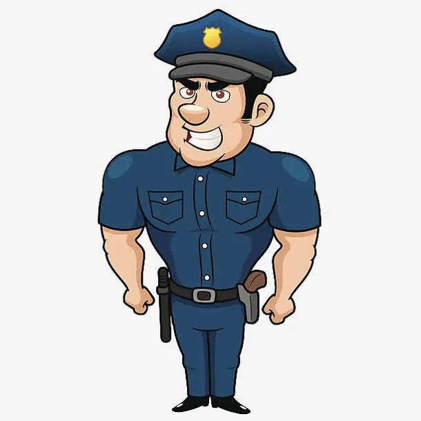 卡通立正的肌肉保安男免抠