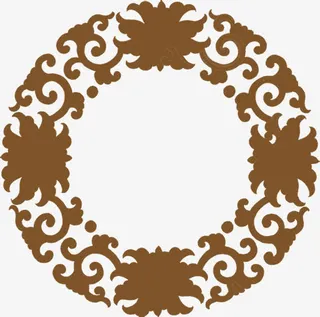 棕色花纹月饼海报免抠