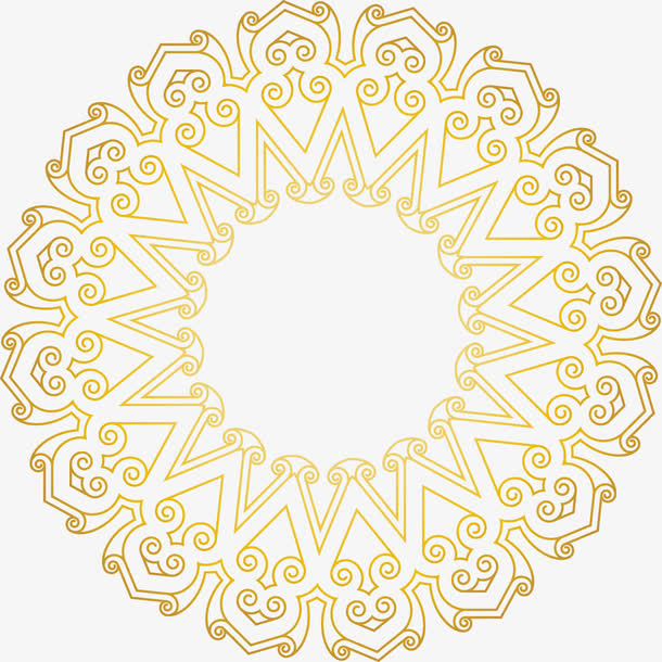 手绘金色花纹免抠