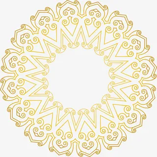 手绘金色花纹免抠