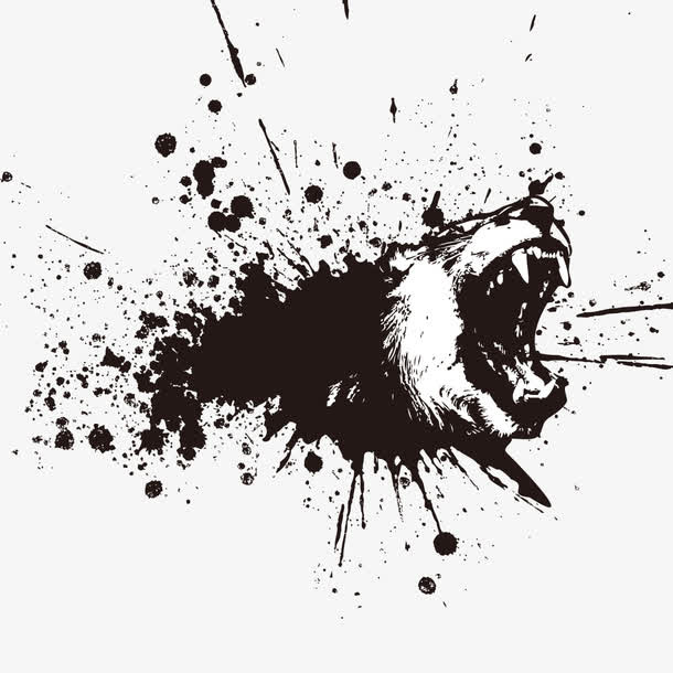 黑色的熊印花图案免抠