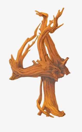 矢量C4D创意木头数字4免抠