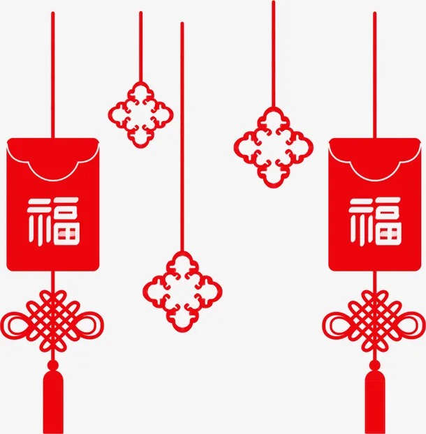 喜庆中国结新年装饰剪纸挂饰免抠