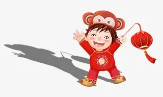小孩红灯笼猴子免抠