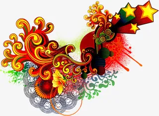绚丽卡通装饰效果免抠
