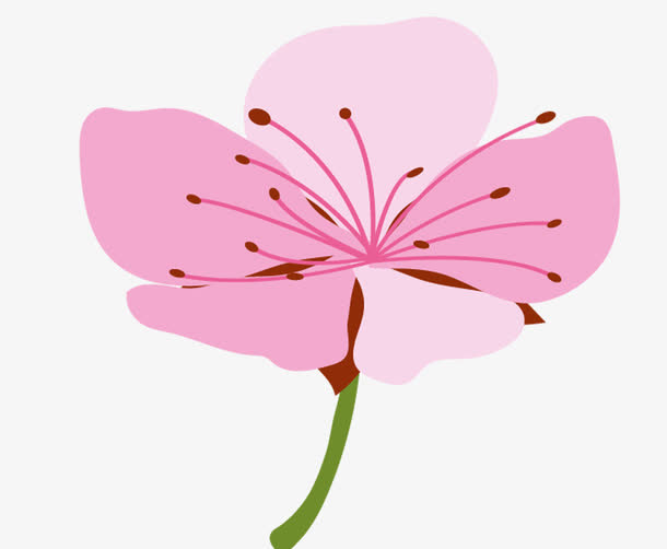 手绘桃花免抠