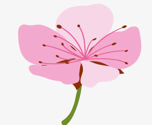 手绘桃花免抠
