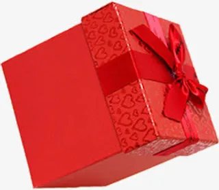 红色心形底纹礼盒免抠